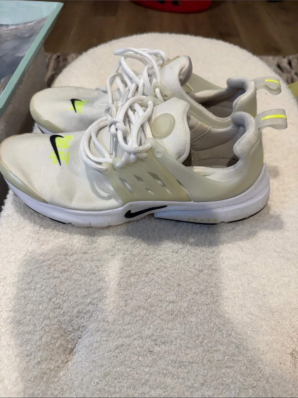 Nike kid’s White Sneakers with Neon Yellow Accents